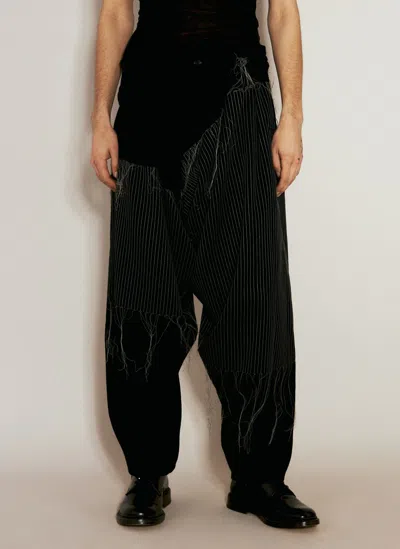Yohji Yamamoto Embroidered Draped Trousers In Black