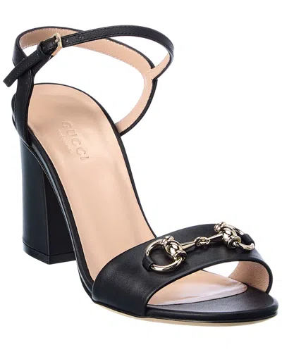 Gucci Horsebit Leather Sandal In Black