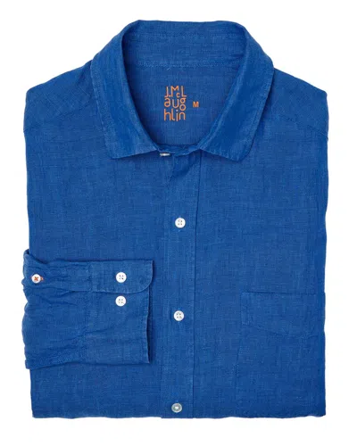 J.mclaughlin Solid Gramercy Woven Shirt In Blue