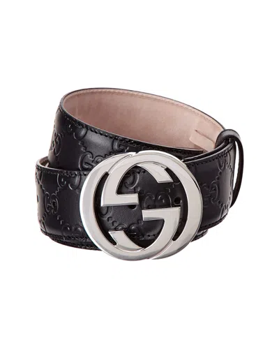 Gucci Signature Leather Belt In Black