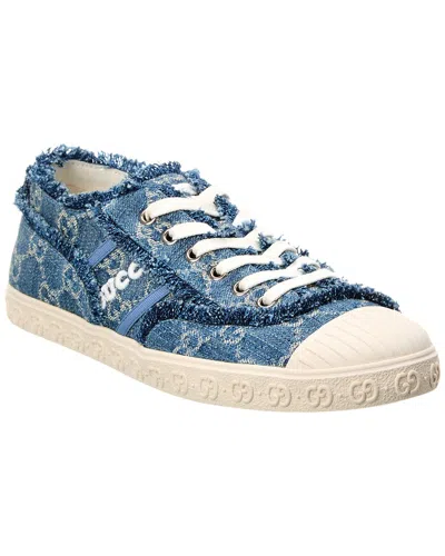 Gucci Gg-jacquard Denim Sneakers In Blue