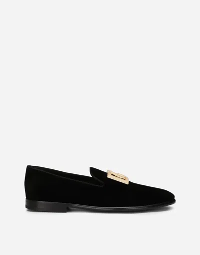 Dolce & Gabbana Slippers With Dg Logo In Negro