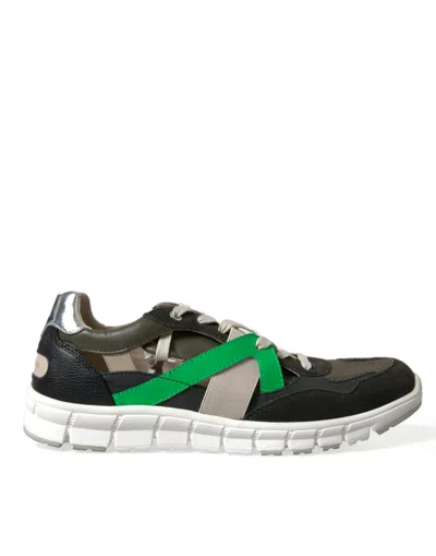 Dolce & Gabbana Multicolor Leather Suede Low Top Trainers Shoes