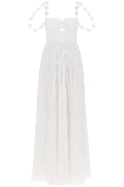 Self-portrait Self Portrait Maxi Pleated Chiffon Dress In White