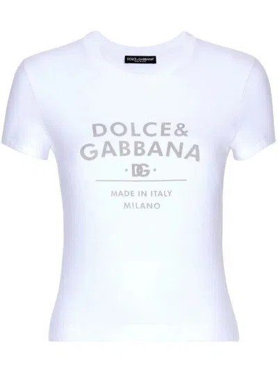 Dolce & Gabbana Jersey T-shirt With Dolce&gabbana Lettering In White