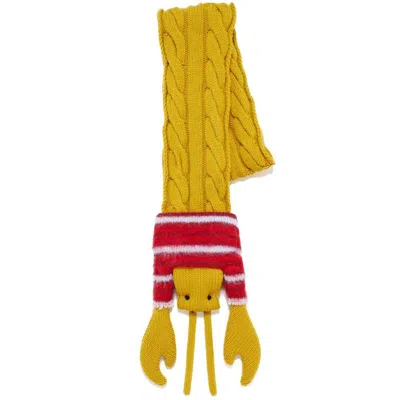 Marni Lobster-motif Cable-knit Scarf In Yellow