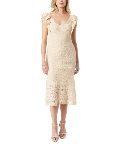 Jessica Simpson Women's Ocean Pointelle-knit Midi Dress In Parchment