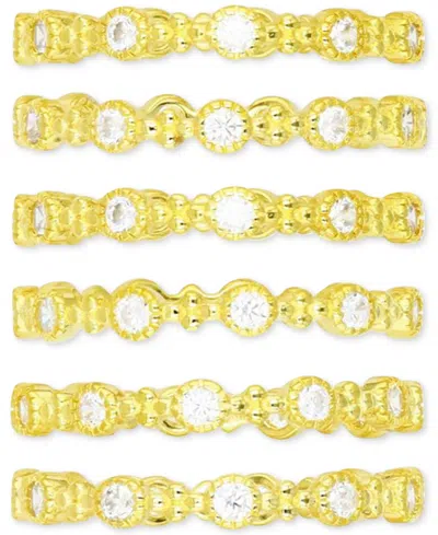 Macy's 6-pc. Set Cubic Zirconia Stack Rings In 14k Gold-plated Sterling Silver