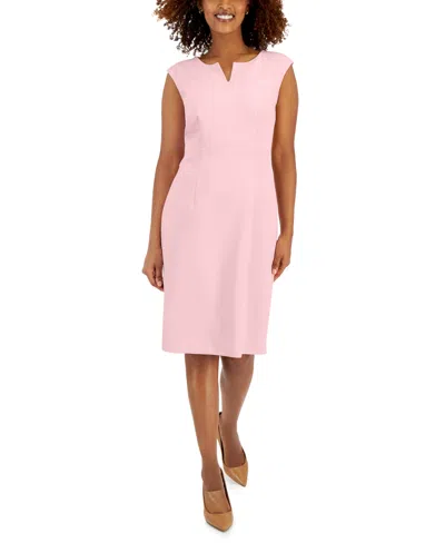 Kasper Notched-neck Sheath Dress In Tutu Pink