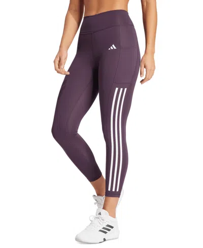 Adidas Originals Women's Optime Moisture-wicking 3-stripe 7/8 Leggings In Aurora Black