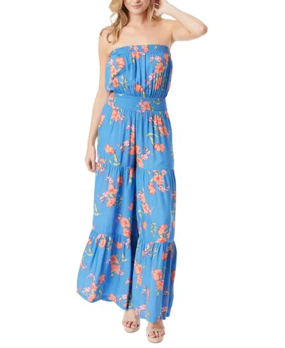 Jessica Simpson Women's Devyn Strapless Smocked Jumpsuit In Happy Floret