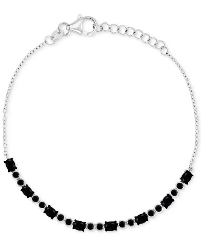 Macy's Black Spinel Link Bracelet (2-1/5 Ct. T.w.) In Sterling Silver (also In Lab-grown Ruby/white Sapphir