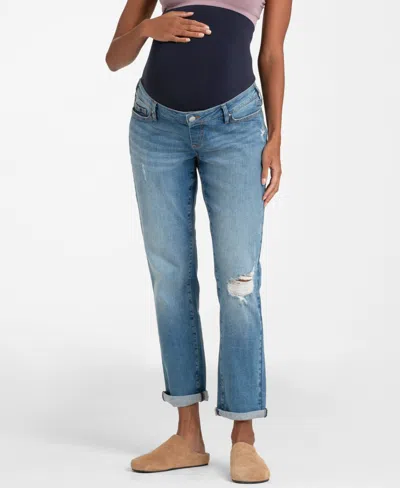 Seraphine Women's Maternity Ripped Boyfriend Maternity Jeans In Light Blue