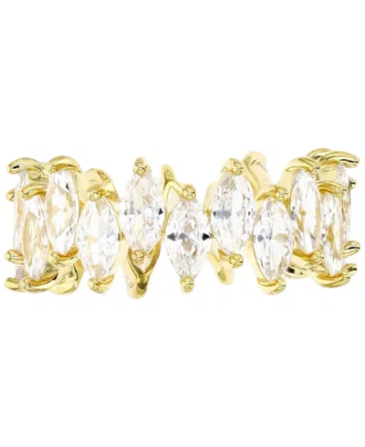 Macy's Cubic Zirconia Marquise Cluster Band In 14k Gold-plated Sterling Silver