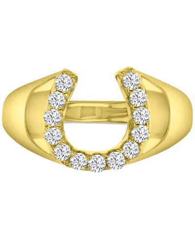 Macy's Cubic Zirconia Polished Lucky Horseshoe Statement Ring In Gold