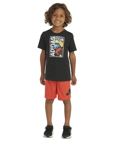 Adidas Originals Kids' Toddler & Little Boys Essential T-shirt & Shorts, 2 Piece Set In Black