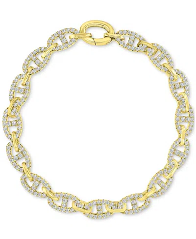 Macy's Cubic Zirconia Pave Mariner Link Chain Bracelet In Gold