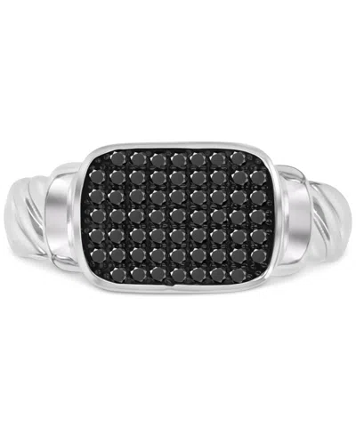 Macy's Black Spinel Pave Cluster Statement Ring (3/8 Ct. T.w.) In Sterling Silver