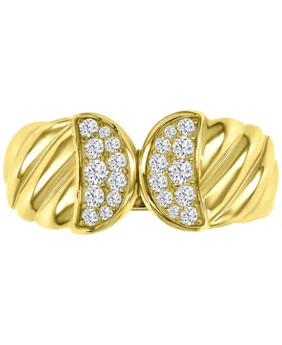 Macy's Cubic Zirconia Pave Openwork Twist Style Statement Ring In Gold