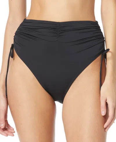 Vince Camuto Women's High-waisted Ruched Bikini Bottoms In Black