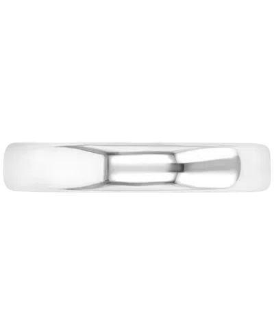 Macy's Polished Finish Dome Comfort Fit Narrow Stack Band In Silver