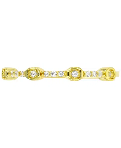 Macy's Cubic Zirconia Two Level Narrow Stack Ring In 14k Gold-plated Sterling Silver