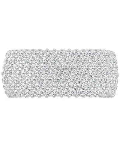 Macy's Black Cubic Zirconia Pave Wide Seven Row Statement Ring (also In White Cubic Zirconia) In Silver