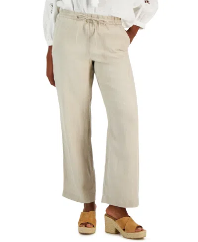 Charter Club Women's 100% Linen Drawstring Pants, Created For Macy's In Flax