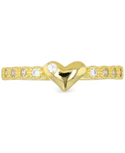 Macy's Cubic Zirconia Polished Heart Ring In 14k Gold-plated Sterling Silver