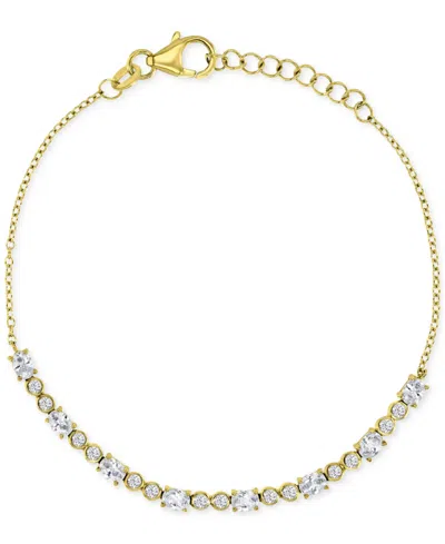 Macy's Cubic Zirconia Oval & Bezel Chain Link Bracelet In Gold