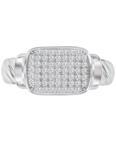 Macy's Cubic Zirconia Rectangular Cluster Twist Rope Statement Ring In Silver