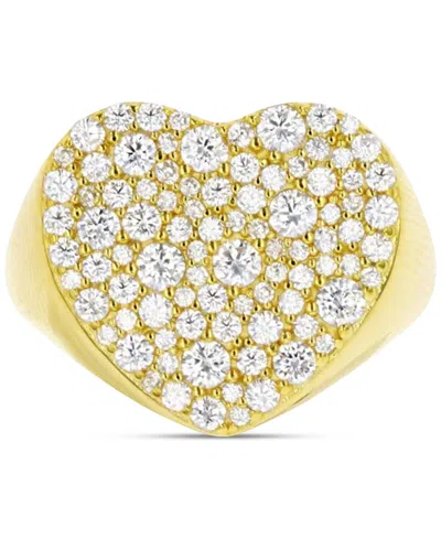 Macy's Cubic Zirconia Cluster Heart Ring In 14k Gold-plated Sterling Silver