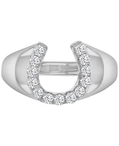 Macy's Cubic Zirconia Polished Lucky Horseshoe Statement Ring In Silver