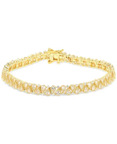 Macy's Cubic Zirconia Pear & Round Tennis Bracelet In 14k Gold-plated Sterling Silver