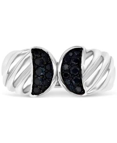 Macy's Black Spinel Ridge Textured Statement Ring (3/8 Ct. T.w.) In Sterling Silver