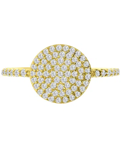 Macy's Cubic Zirconia Pave Circle Cluster Ring In 14k Gold-plated Sterling Silver