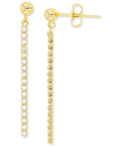 Macy's Cubic Zirconia Chain & Polished Ball Linear Drop Earrings In Gold