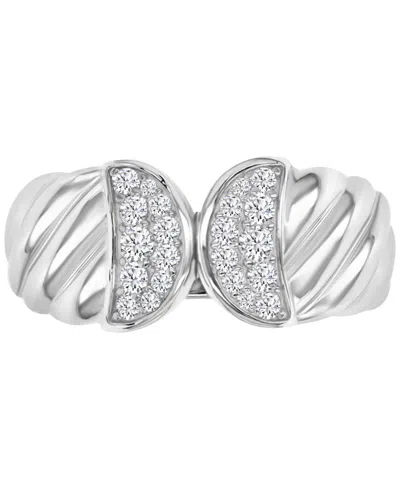 Macy's Cubic Zirconia Pave Openwork Twist Style Statement Ring In Silver