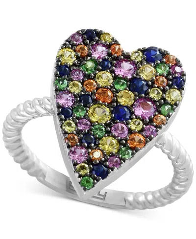 Effy Collection Effy Multi-gemstone Heart Ring (1-3/8 Ct. T.w.) In Sterling Silver