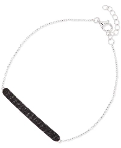 Macy's Black Spinel Pave Bar Chain Link Bracelet (5/8 Ct. T.w.) In Sterling Silver