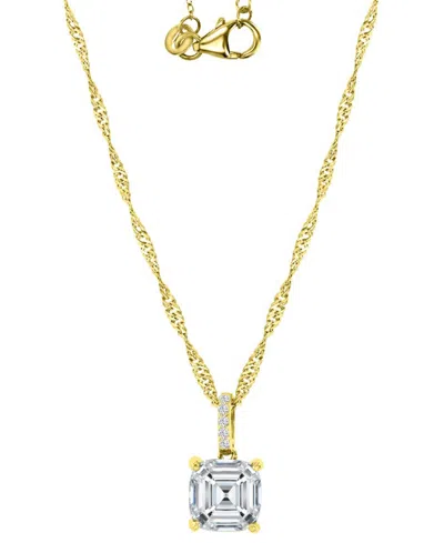 Macy's Cubic Zirconia Cushion-cut Solitaire Pendant Necklace, 18" + 2" Extender In Gold