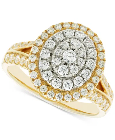Macy's Diamond Oval Halo Engagement Ring (1 Ct. T.w.) In 14k Two-tone Gold In Two Tone