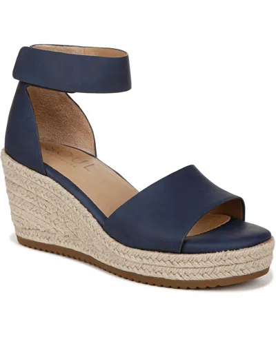 Soul Naturalizer Oakley Ankle Strap Wedge Sandals In Insignia Blue Faux Nubuck