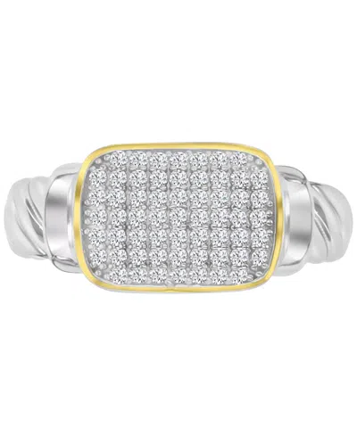 Macy's Cubic Zirconia Rectangular Cluster Twist Rope Statement Ring In Gold