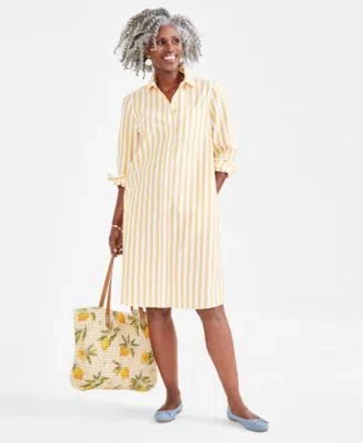 Style & Co Style Co Womens Striped Shirtdress Earrings Necklace Tote Flats Created For Macys In White
