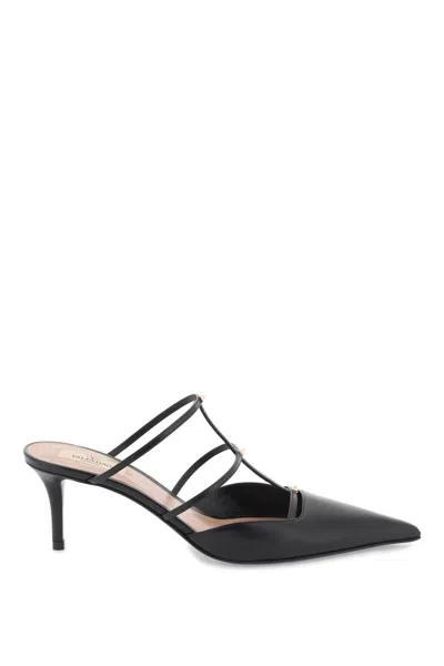 Valentino Garavani Smooth Leather Rockstud Wispy Mules In Black