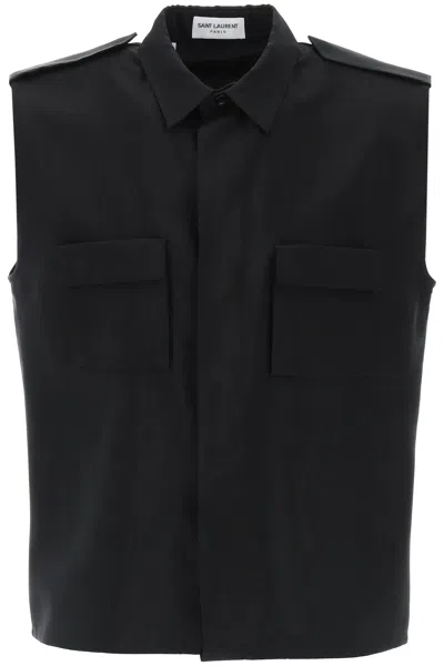 Saint Laurent Faille Shirt In Black