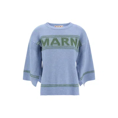 Marni Fendi Logo Sweater In Blue