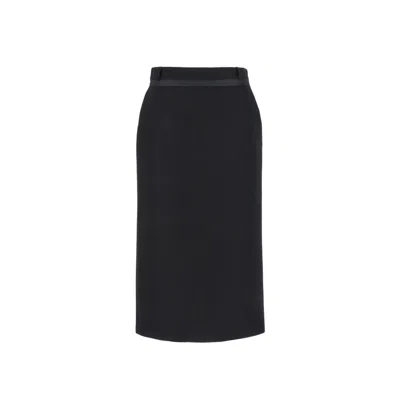 Fendi Virgin Wool Grain De Poud Skirt In Black