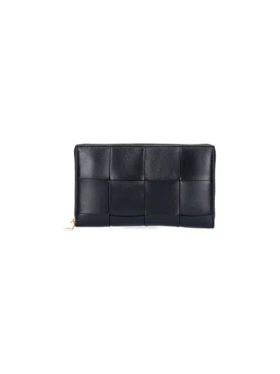 Bottega Veneta Black Intreccio Nappa Leather Wallet  Woman